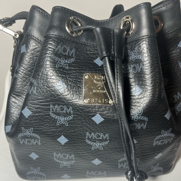MCM Visetos Essential Drawstring Black Bucket Shoulder Bag, EUC, mini bag - Picture 4 of 17